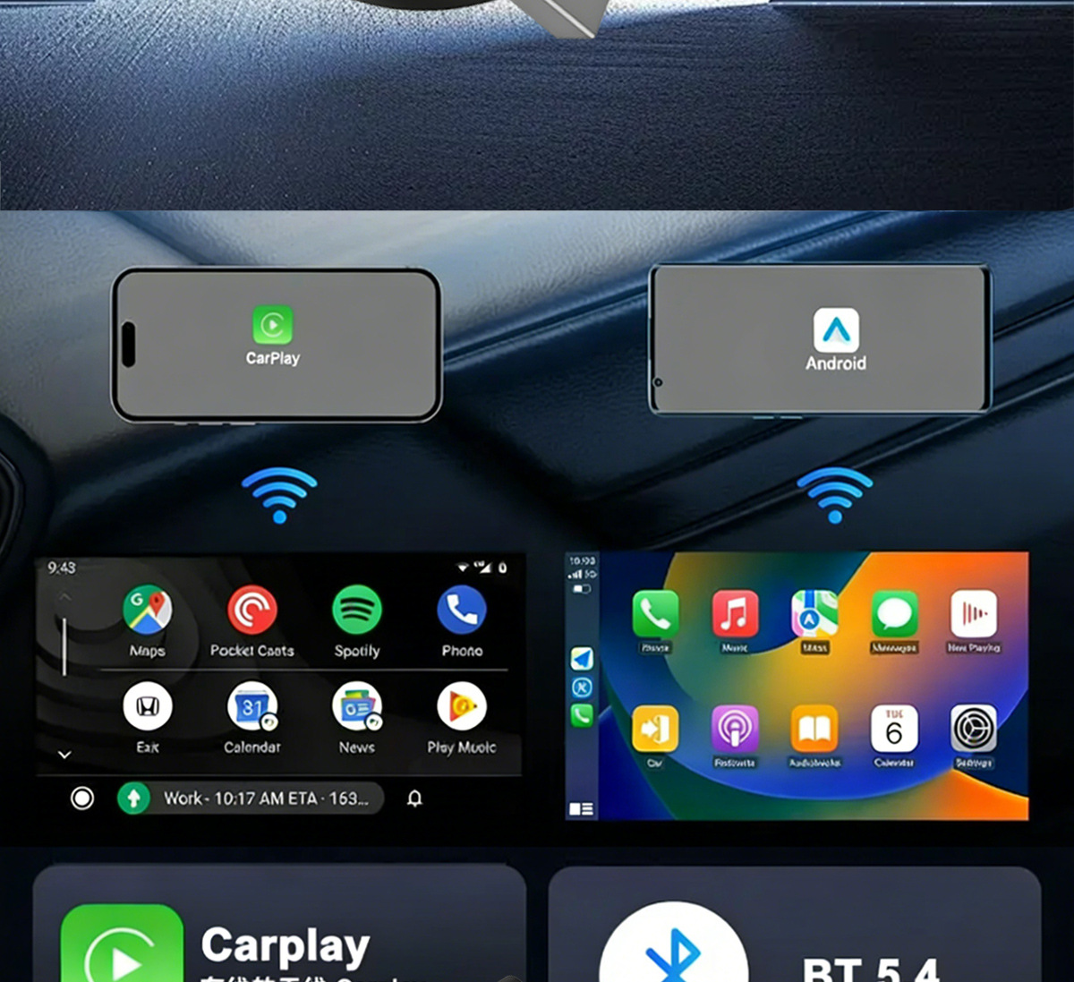Cross-Border Smart Wireless Carplay Box Car Screen Projection Converter 2-in-1 Android Autocarplay Box