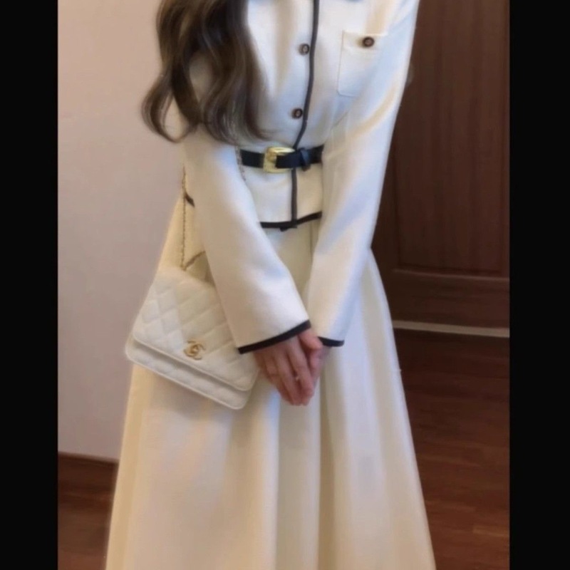 温柔风盐系穿搭半身裙外套女秋冬季新款法式感连衣裙两件套女|undefined