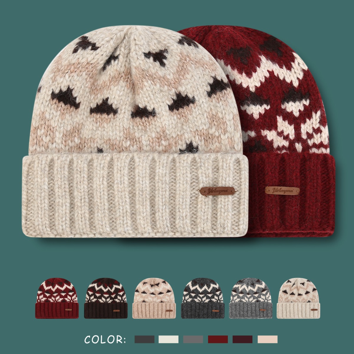 Woolen keep warm knitted hat with hood for leisure