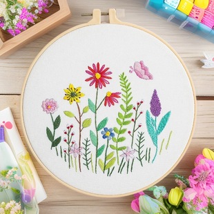 Cross-Border Hot-Selling Beginner's Fabric Cross-Stitch Embroidery Kit Flower Series DIY Material Package Clearance at a Loss
