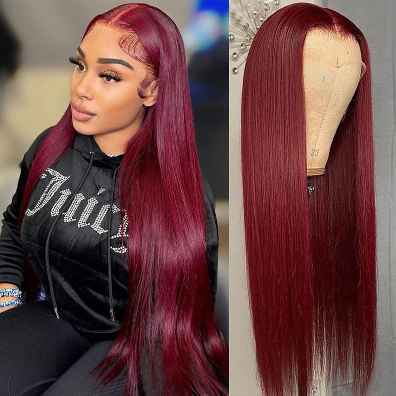 Burgundy Synthetic Lace Front Wig, No Trimming Needed, Ready to Wear, High-Definition Seamless Lace Burgundy Synthetic Lace Front Wig, No Trimming Needed, Ready to Wear, High-Definition Seamless Lace
