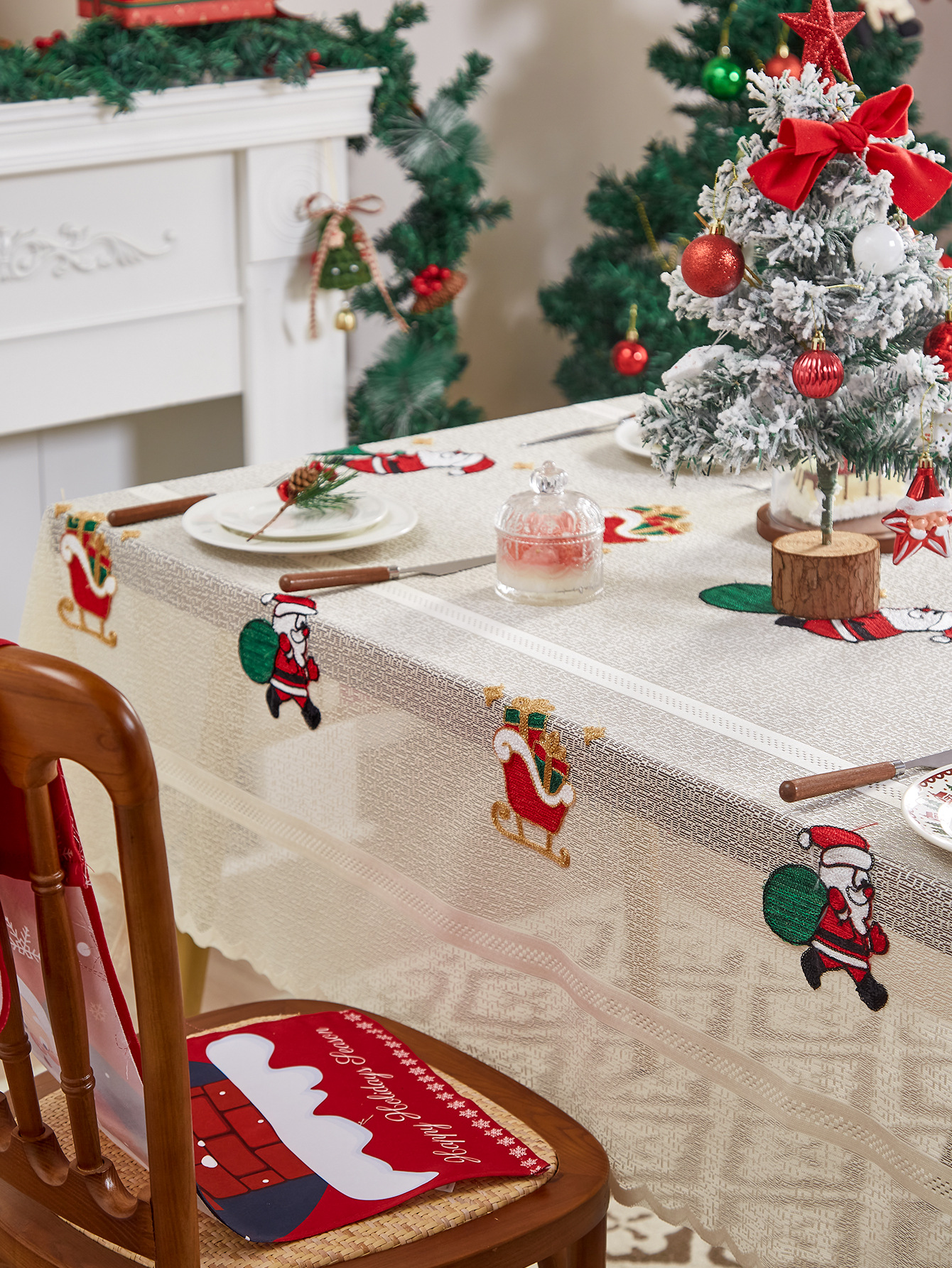 Natale Babbo Natale festa tavolo da tè tovaglia decorazione Natale tovaglia stampata atmosfera tovaglia transfrontaliera festa_voghion.com
