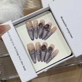 一只顾美甲  紫罗兰法式碎钻蝴蝶爱心精品K9钻一秒心动指甲贴片