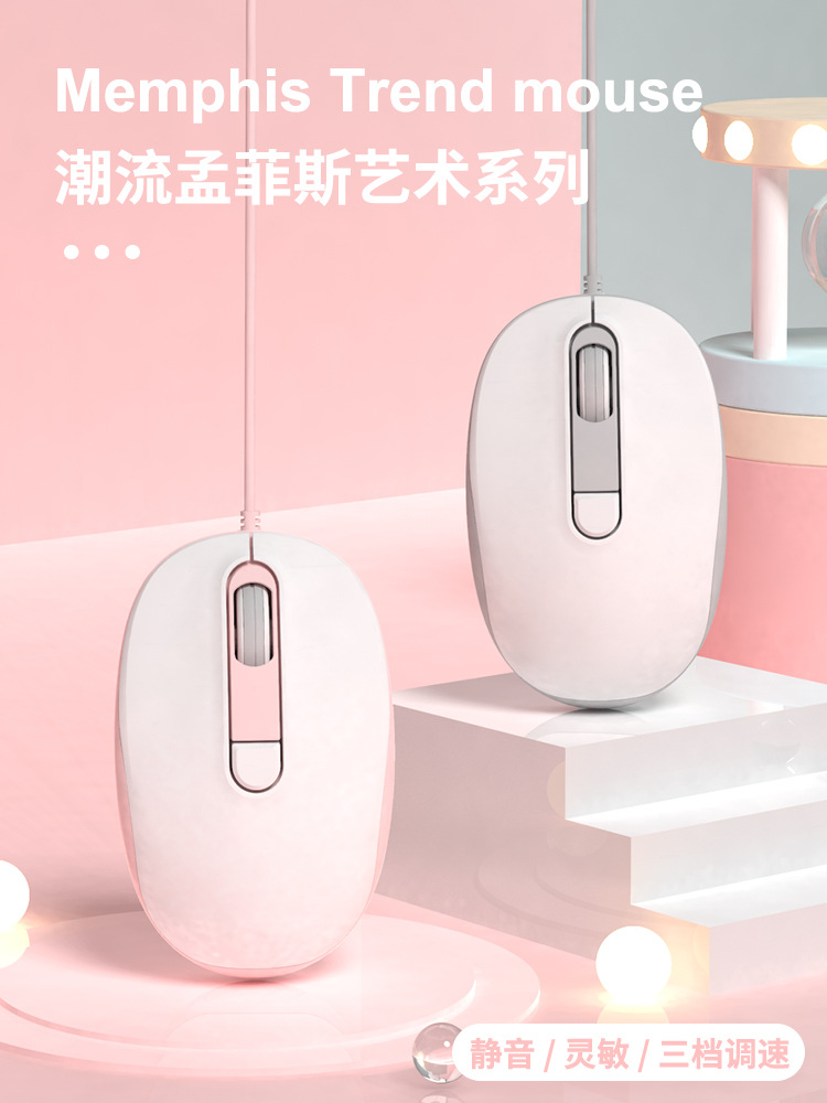Mouse Wired Silent Office Home Girls Cute High-Looking Notebook Desktop Game Computer Universal Wholesale