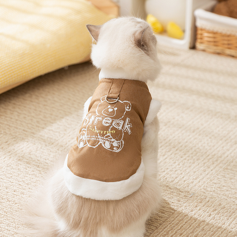Autumn and winter cats simple denim printing vest small and medium…