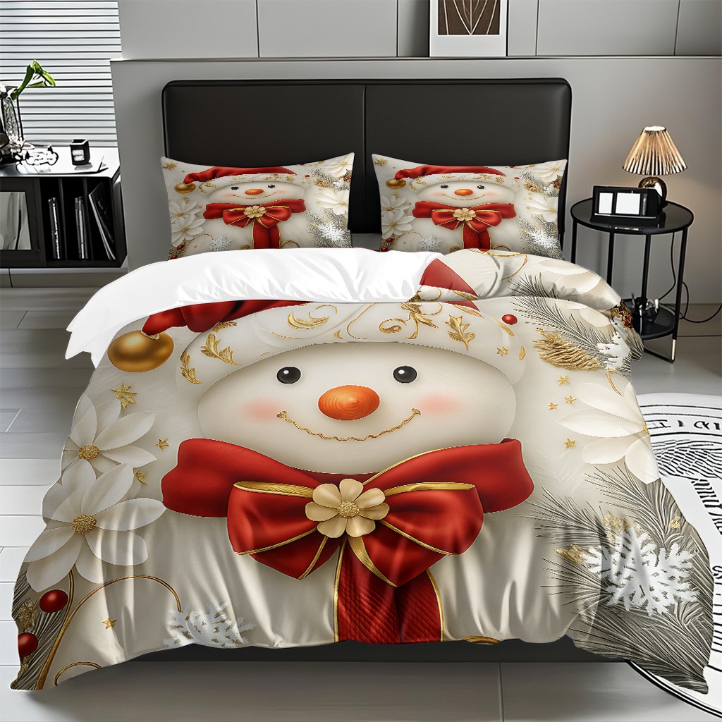 Textiles caseros transfronterizos patrón navideño suave polirido quilt kit de impresión digital HD TEMU / JIT