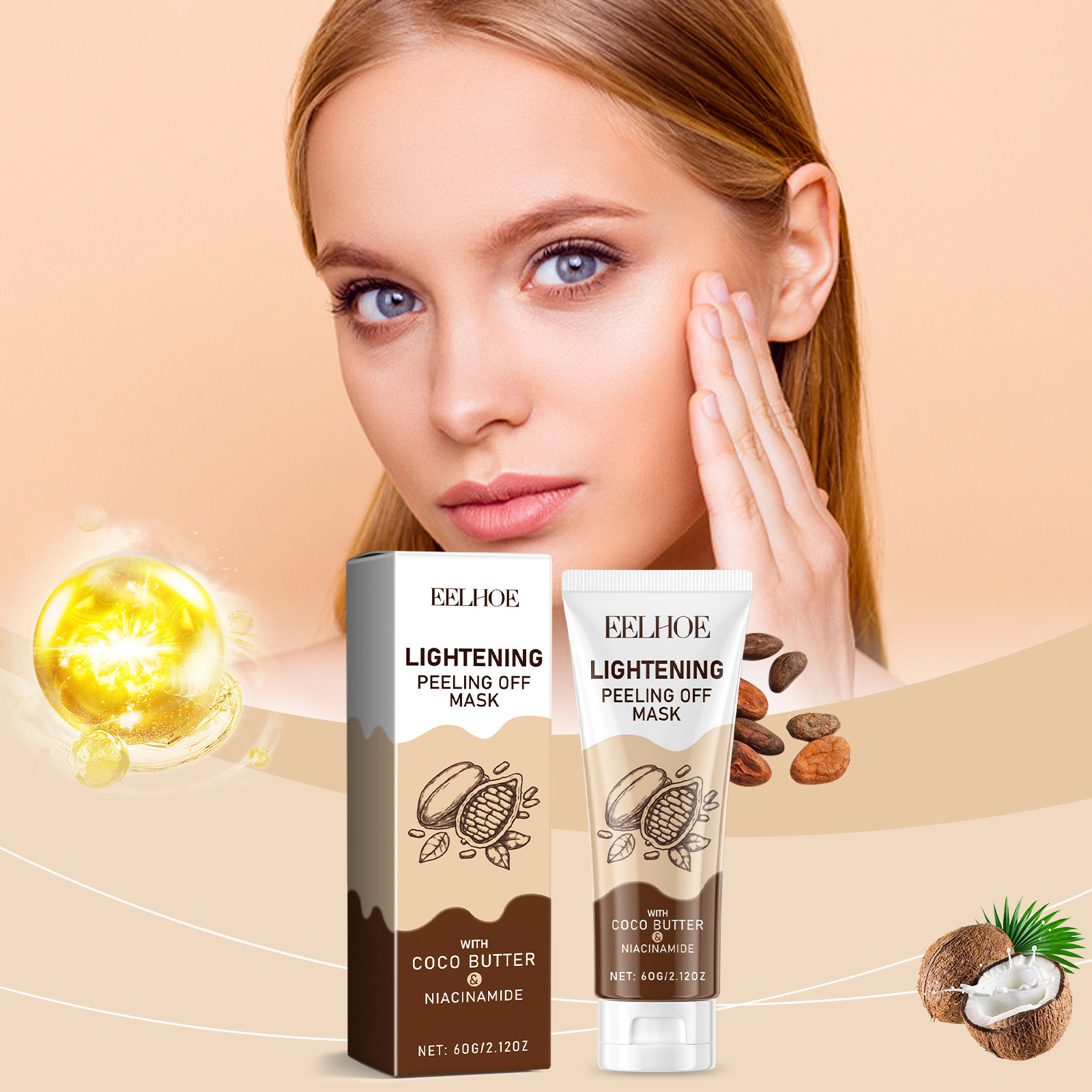 Eelhoe Chocolate Niacinamide Peel-Off Mask Moisturizing, Moisturizing and Brightening Skin Replenishing Peel-Off Mask