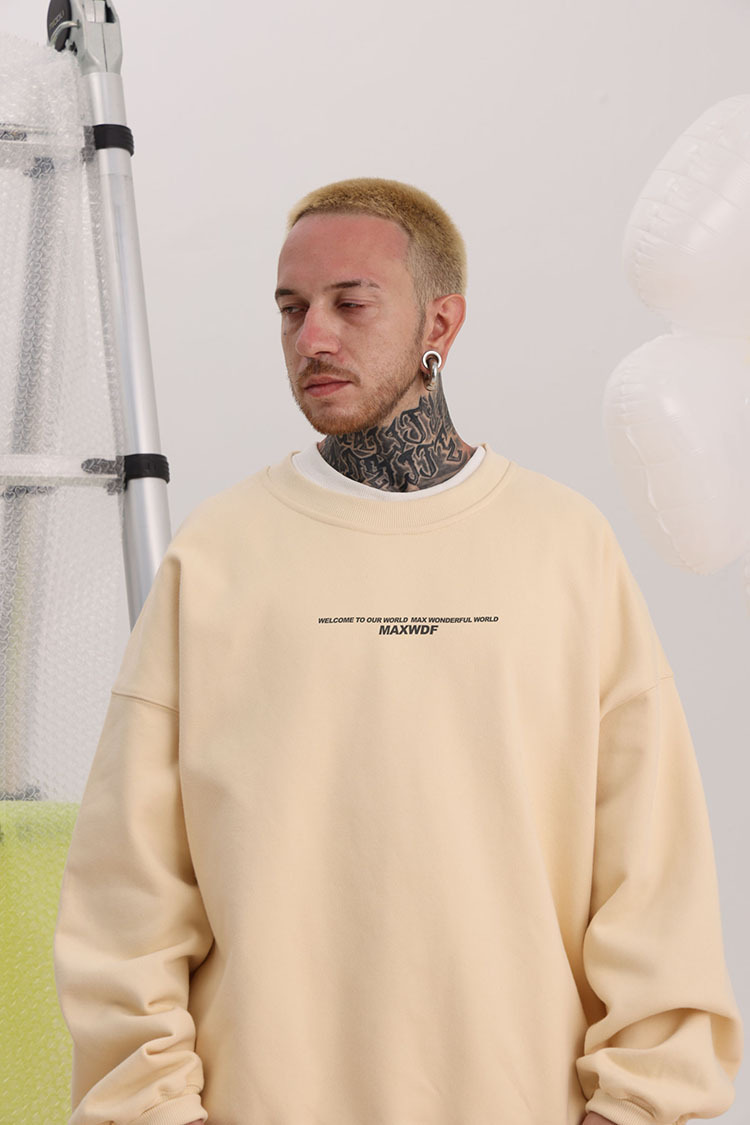 Men's Clothing round neck pullover sweatshirt original Dongshankou design couple style heavyweight high street Japanese style_voghion.com