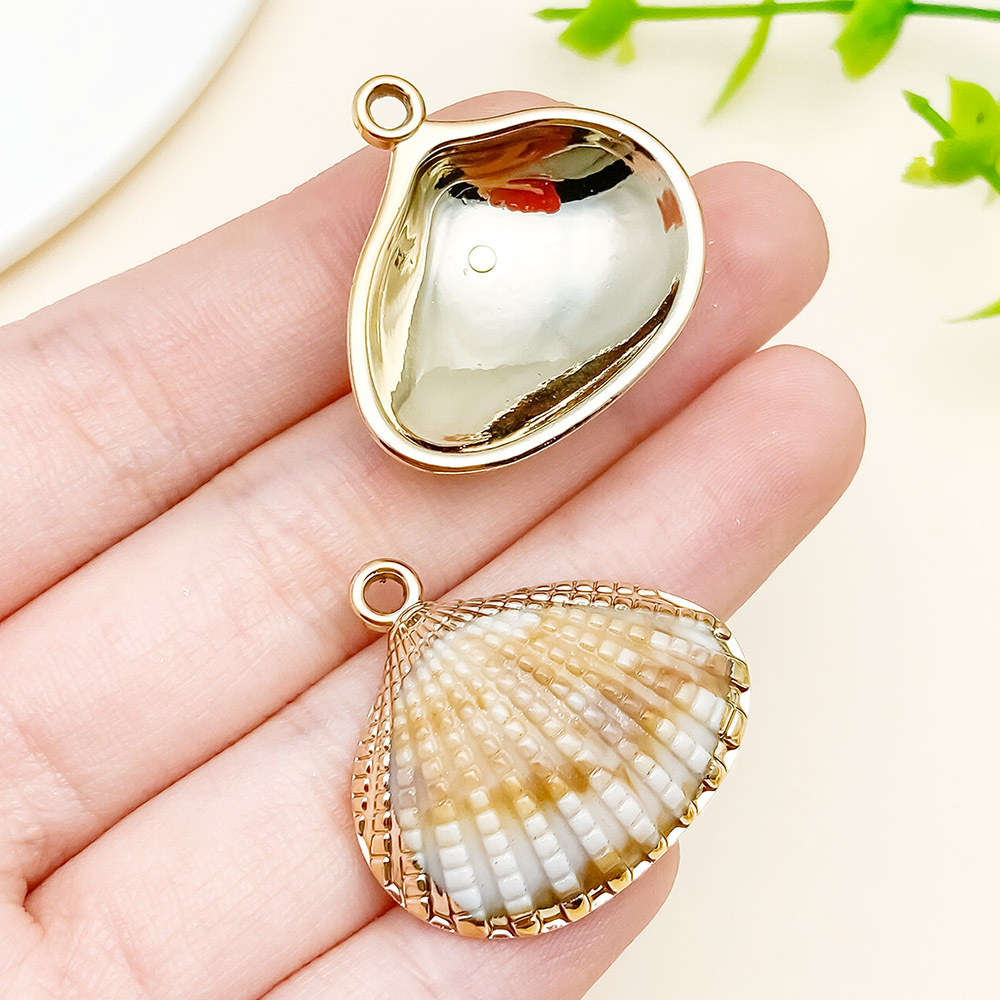 15 galvanizado láser marino oro acrílico imita concha colgante diy hecha a mano collar joyas accesorios image 13