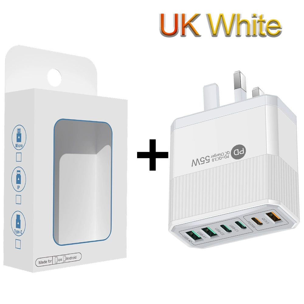 Зарядное устройство для мобильного телефона 3PD+3USB, быстрая зарядка для путешествий, зарядный блок PD55W QC3.0+PD25W