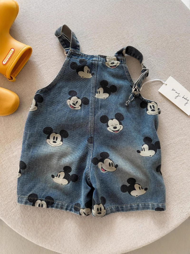 Nuevos pantalones cortos de mezclilla con estampado de dibujos animados sin mangas para niños y bebés, estilo moderno de verano 2026, pantalones cortos de mezclilla finos. image 5