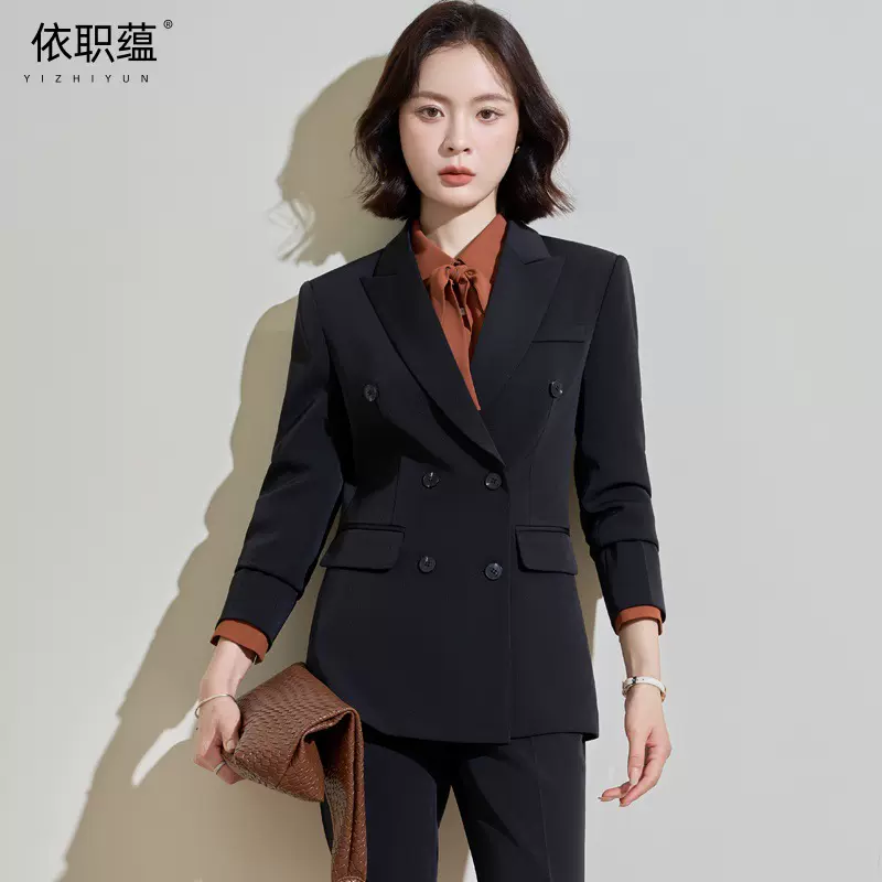 2025秋季新职业套装西服女外套女士办公面试西服西装双排扣套装