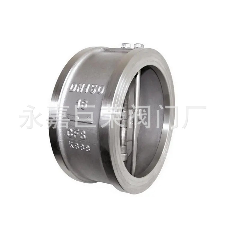 H76W-16P/C不锈钢蝶型止回阀 硬密封双瓣式对夹单向逆止阀DN100