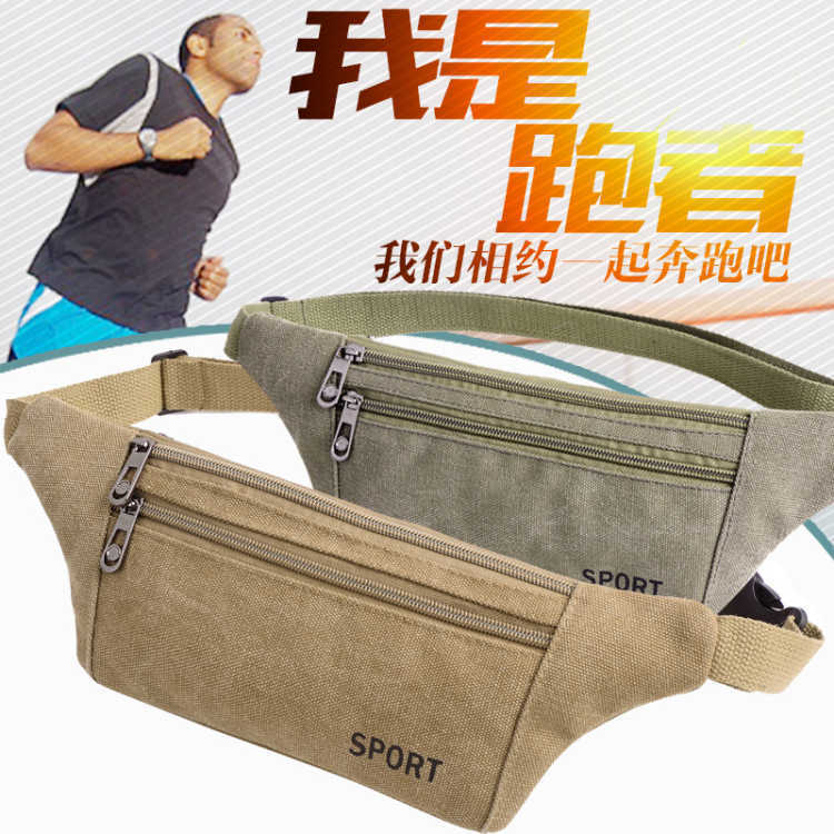 Cross-Border Canvas Mobile Phone Waist Bag for Men Working Durable Outdoor Sports Mountaineering Running Bag Construction Site Work Stall Men's Bag