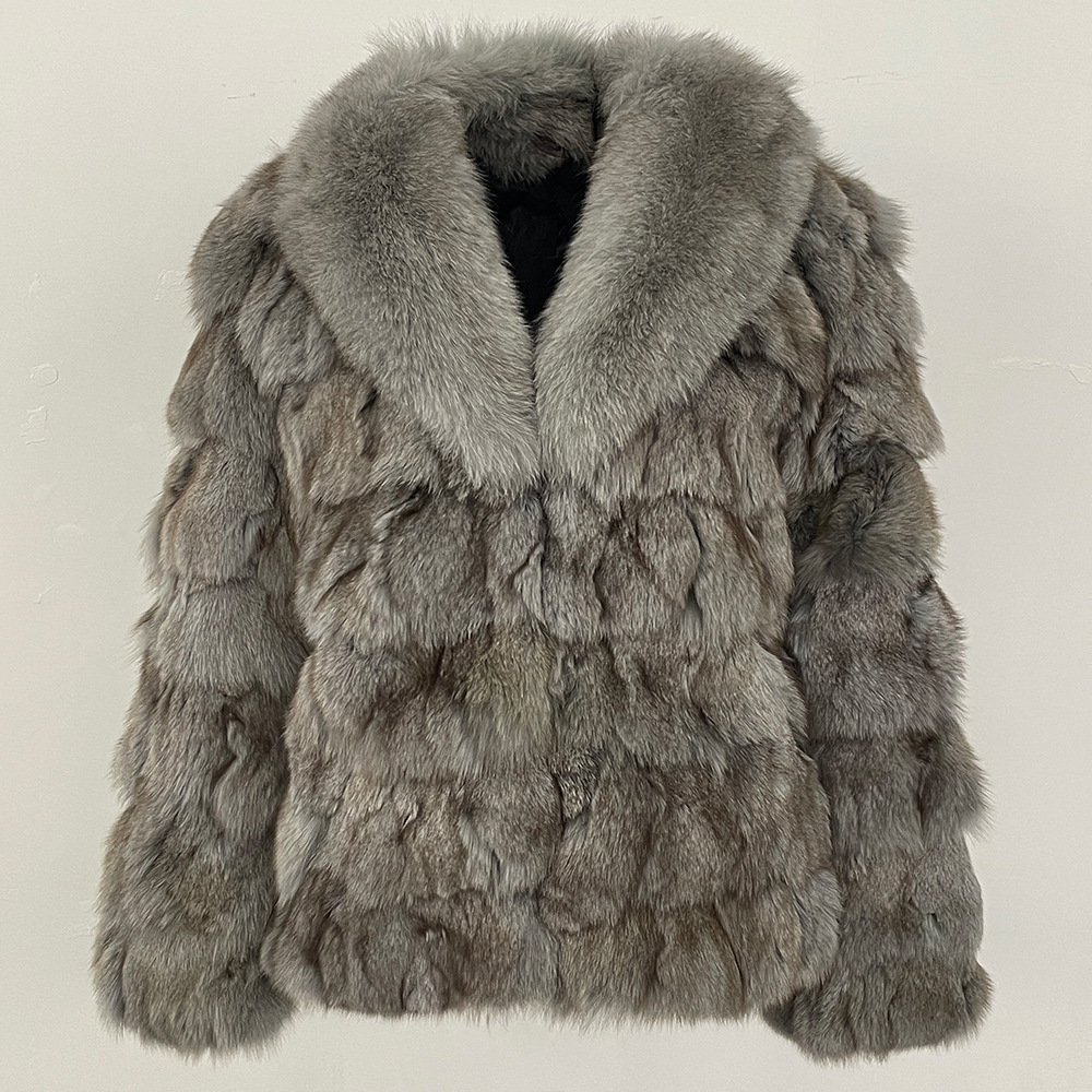 2025秋冬皮草狐狸头毛女短款狐狸毛拼接修身时尚毛皮一体显瘦大衣