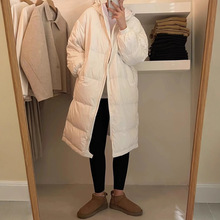 跨境秋冬江南布家羽绒服女中长款过膝简约纯色休闲轻便外套潮ins