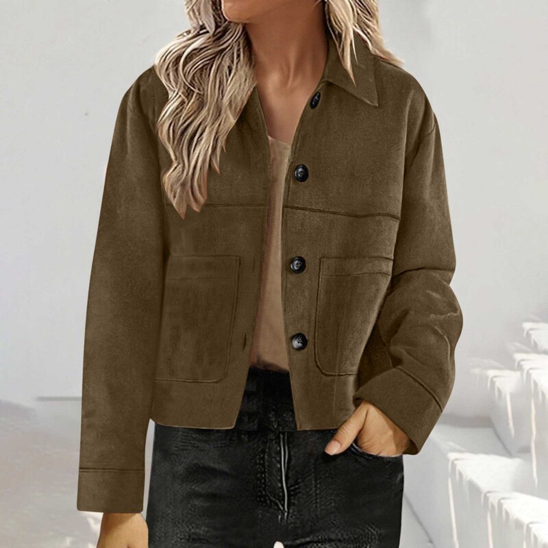 2025 European and American Women's Winter Outwear Imitation Suede Short Jacket Casual Lightweight Autum Fashion Trendy Clothing