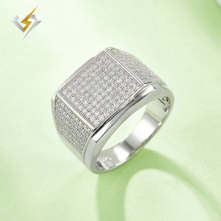 Sterling silver inlaid moissanite ring cross-border foreign trade new men's ring domineering full diamond men's jewelry wholesale R3878