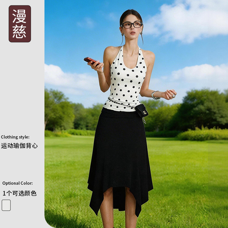 European and American Cross-Border Foreign Trade Printed Polka Dot Yoga Clothing Vest Suit Women's Sports Bra Fitness Underwear Running Outdoor