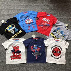歐美外貿卡通動漫純色男童夏季短袖T恤衫