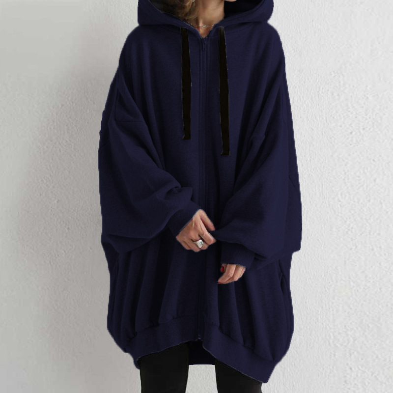 Felpa con cappuccio da donna taglio ampio con cerniera_voghion.com