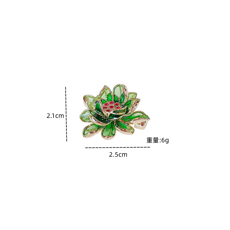 Green Lotus Flower Brooch High-end Women's Fine small size Pin Fixed Clothes Collar Needle Enamel Color Suit Corsage Accessories