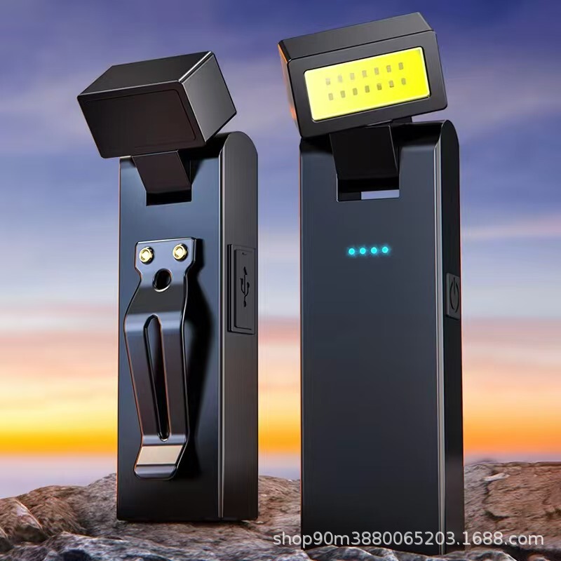 2025跨境新款USB充电超亮便携式旋转迷你战术COB LED工作灯手电筒|undefined
