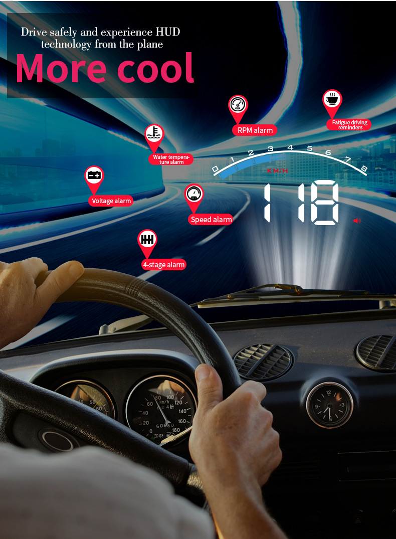 Cross-border exclusive car head-up display OBD2 fault code clearing diagnostic tool with high-brightness LED display