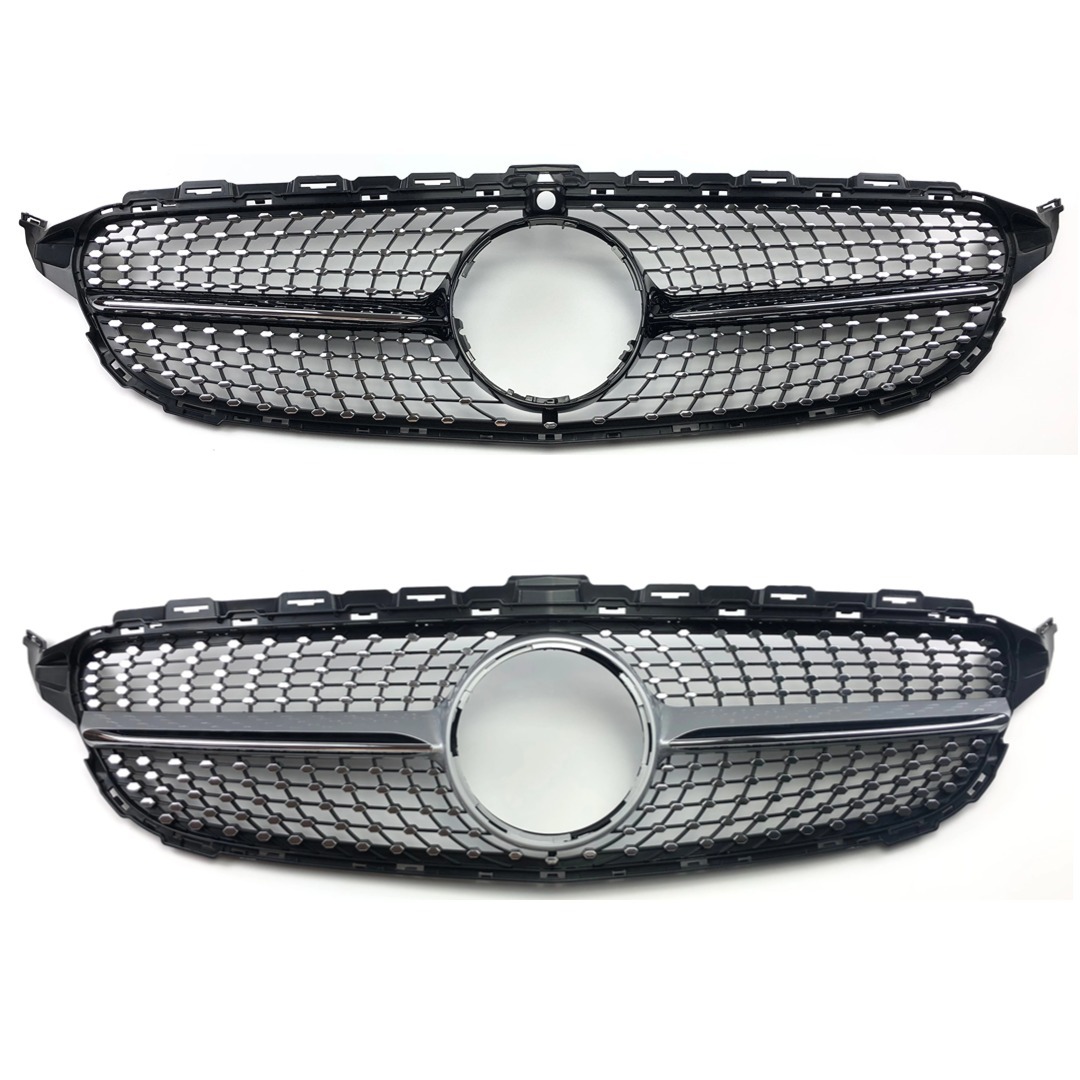 Suitable for 2014-2018 Mercedes-Benz C-Class W205 Modified Grille Full Star Gt Model Vertical Bar Replacement Air Intake Grille