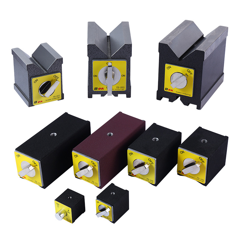 PDOK开关式磁力座磁铁强磁线切割固定磁力座V型铁三角工作台