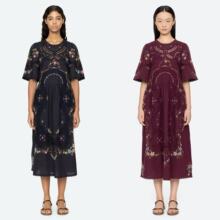 法式小众连衣裙小个子秋冬重工十字花纹刺绣精致花边系带连衣裙女