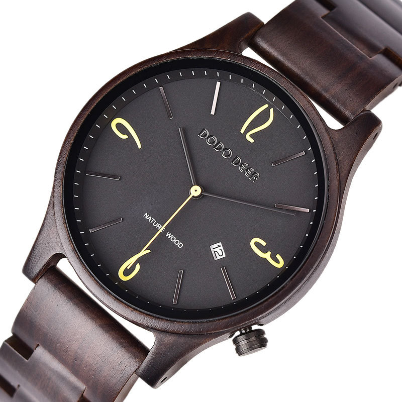 Dodo Deer Factory Direct Sales Wooden Watch Digital Calendar Simple and Engraveable Wooden Watch Customization