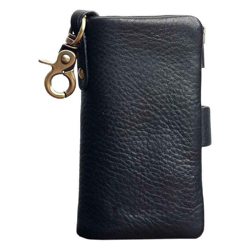 Men's Genuine Leather Short Multi-functional Key Bag Waist Hanging Top Layer Cowhide Mini Small Key Bag Casual Home Trendy