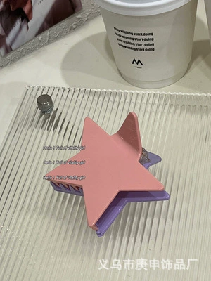 Клипса- Hair claw clip (BUSAN) пятиугольник/звезда, блестящая или глянцевая отделка, стиль Y2K для детей