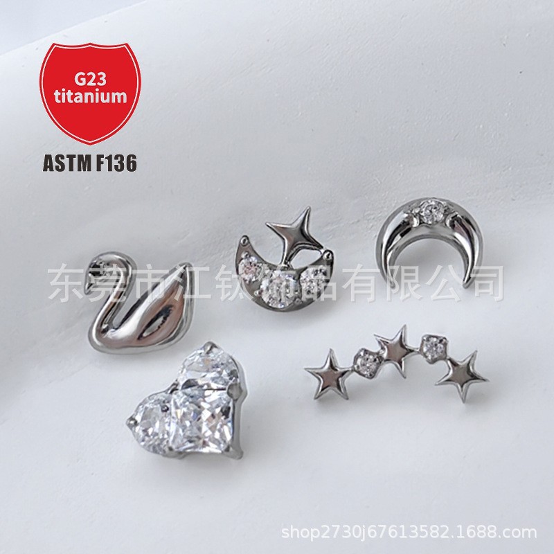 Pointed titanium steel lip stud product view