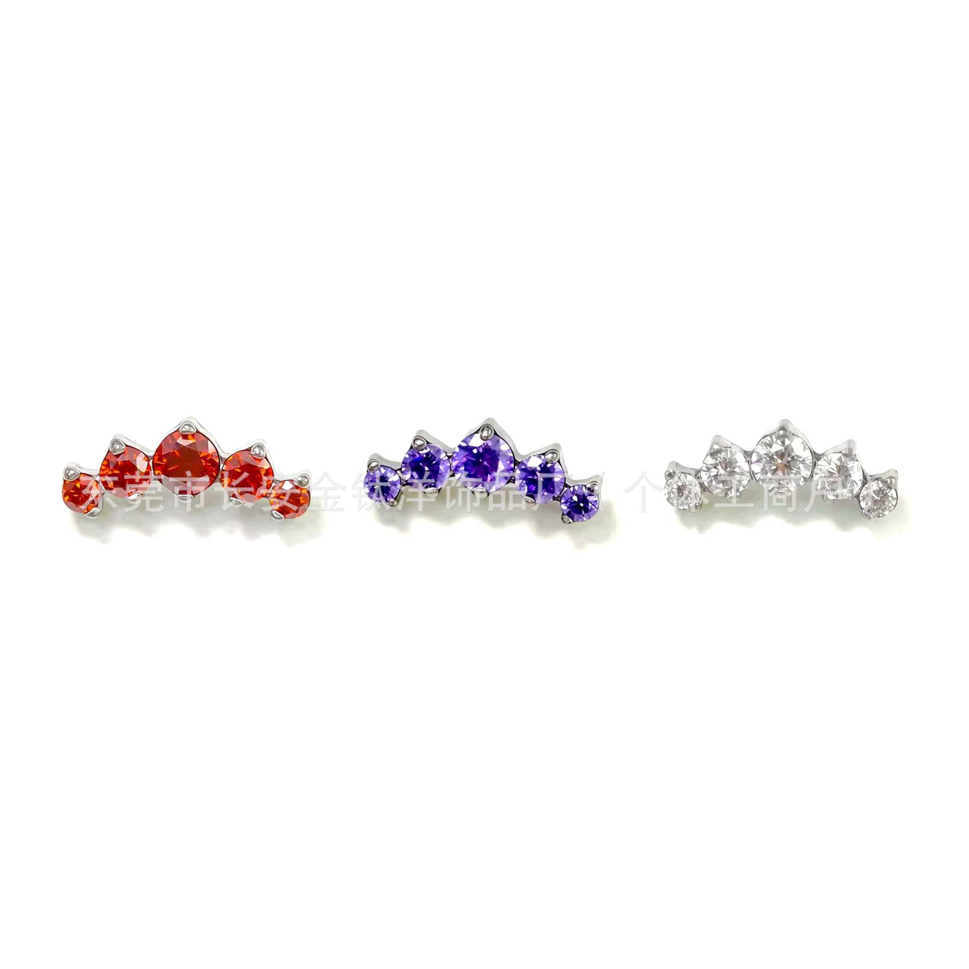 G23 Titanium Five-Link Zirconium Earrings with 5A Zircon Ear Bone Nails Piercing Jewelry detail image 7
