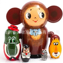 厂家批发俄罗斯套娃 动物猴子装饰嵌套娃娃 木制工艺品
