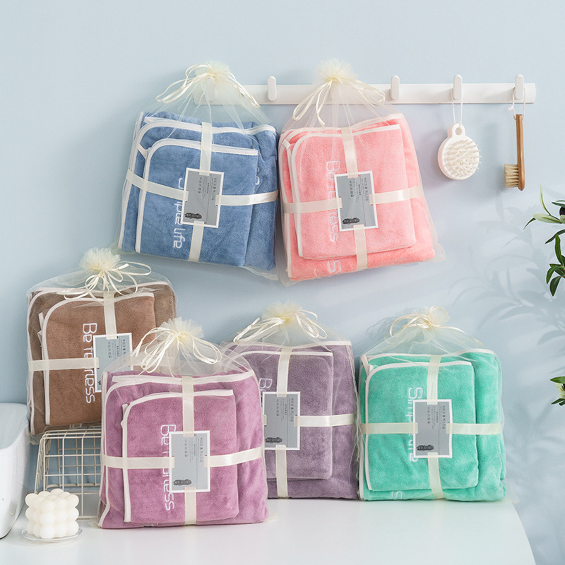 Processing Customized Youth Style Bath Towel Large Towel Set Thickened Men's and Women's Adult Towel Towel Bath Towel Two-Piece Set