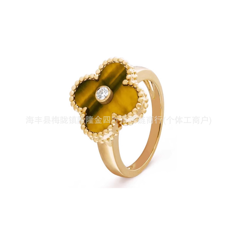铜镀金四叶草高版本戒指带钻抖音热卖爆款对戒送女友礼物|undefined