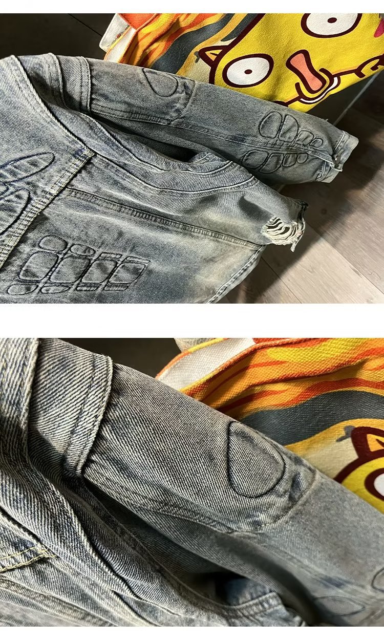 Men's Clothing Spring and Autumn New Slim Fit Ripped Denim Jacket Non Stretch Denim Jacket Top Lapel Jacket Retro Denim Clothes_voghion.com