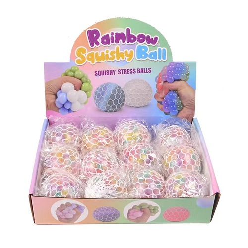 New and unique hot-selling street stall vent grape ball 6.0 pattern beads colorful beads decompression vent ball squeeze pinch fun