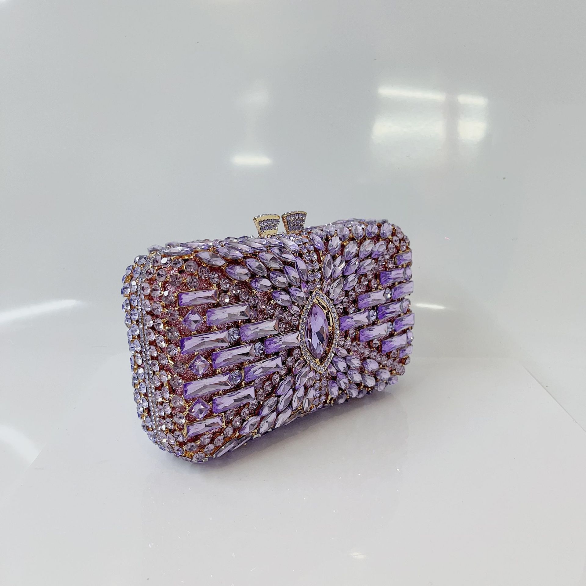 Nuevo bolso de cena de diamantes, caja metálica vacía, bolso de diamantes de mano de mujer, bolso de piedra de Rin