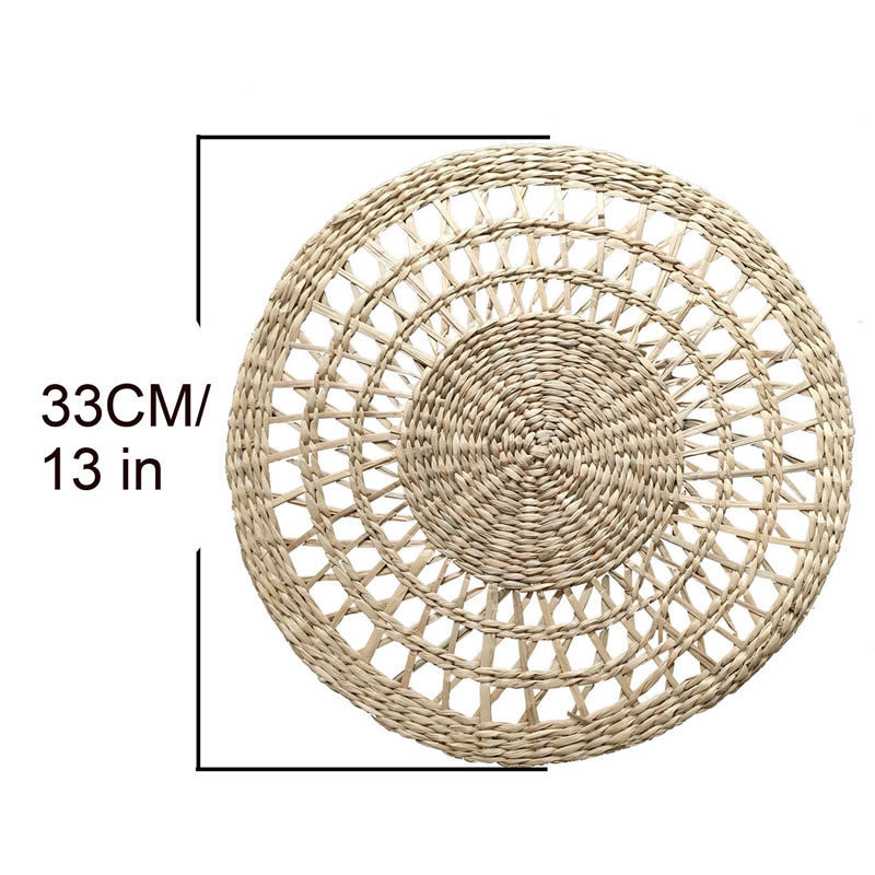 Tejido a mano redondo anti-corrosión almohadilla de comedor occidental natural ecológico tejido de paja al por mayor 1593.