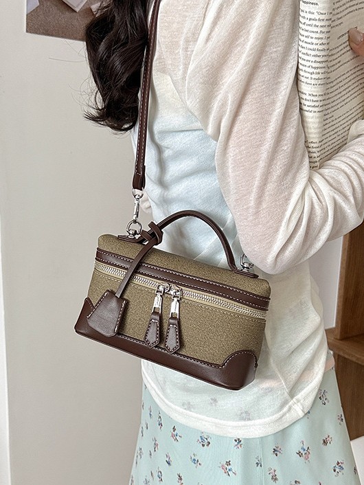 Caja de mano retro europea y americana bolsos pequeños cuadrados de mujeres nuevas ventas calientes transfronterizas pu color de empalme de hombro único bolso de tramo inclinado