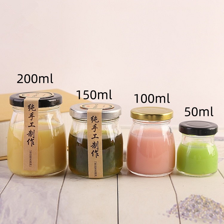 供应100ml即食鲜炖燕窝丝口布丁玻璃瓶蜂蜜果酱瓶200ml牛奶酸奶瓶