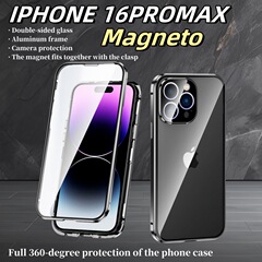 Apple 16PROMAX マグネティックキング携帯電話ケース IPHONE16E 両面ガラスゴーグル金属落下防止カバーに適しています。
