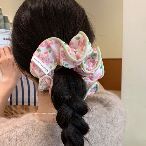 Forest style fairy floral large intestine hair band for women  new type of ball head temperament headband summer simple headwear