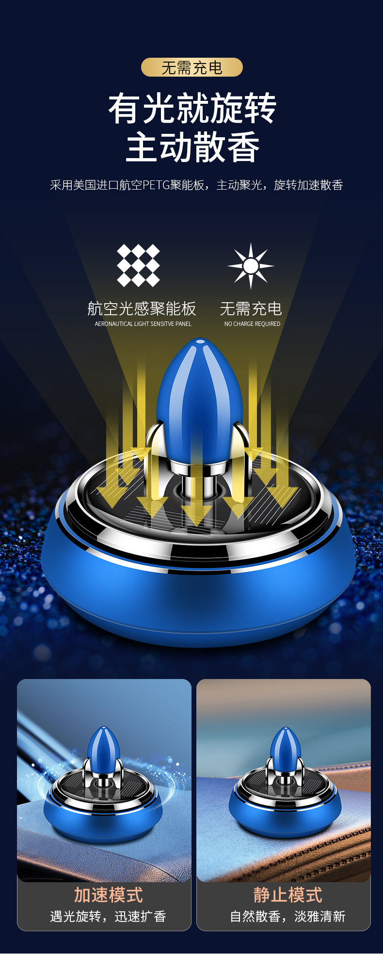 Car Perfume Car Ornaments Solar Center Console Aromatherapy Men's Car Interior Decoration Supplies Center Console Decoration