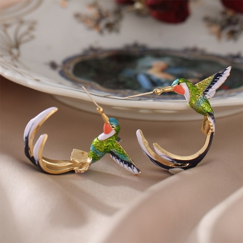 Pastoral Bird Alloy Enamel Women's Ear Studs 1 Pair display picture 5