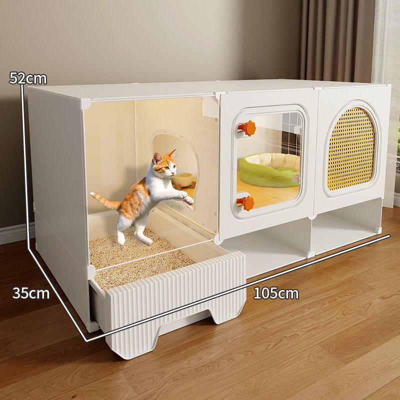 猫ケージ、広いフリースペース、1部屋、1リビングルーム、1バスルーム、猫の巣とトイレが一体化した家庭用屋内ヴィラ、敷地を占有しない|undefined